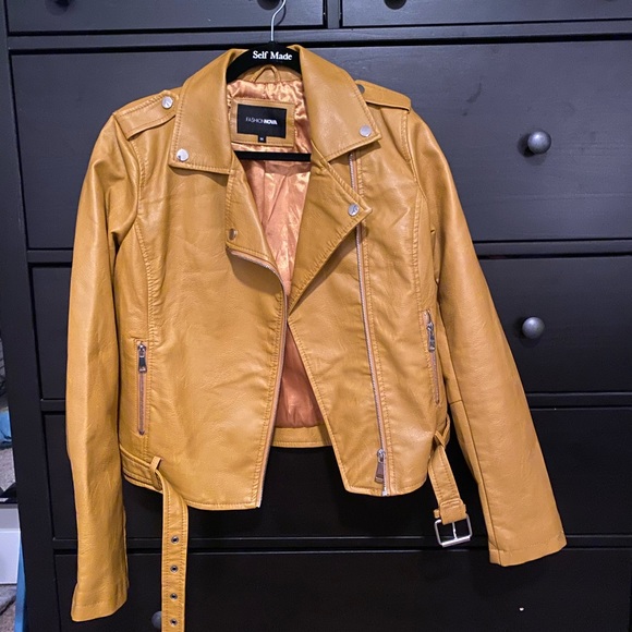 Burnt yellow leather jacket, women’s size medium, fashion nova - Picture 1 of 1